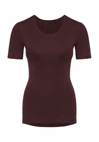 -con-ta- - T-Shirt, Rundhals-Ausschnitt, uni, für Damen - BURGUND