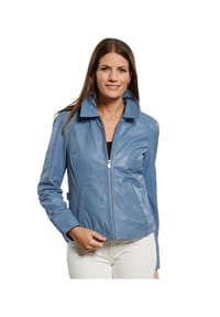 JILANI - Damen Lederjacke Lammnappa blau - blau