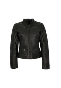 7eleven - Damen Lederjacke Lammnappa schwarz - schwarz