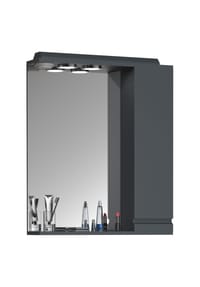 VCM. - Badschrank zeitlos | Maße ca. H. 71 x B. 60 x T. 14 cm | ausreichend Stauraum | Spiegelschrank mit Beleuchtung - Silora L - Anthrazit
