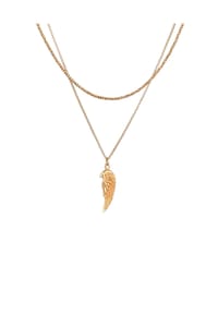 KUZZOÍ - Halskette Herren Layer Kordel Erbskette Flügel 925 Silber - Gold