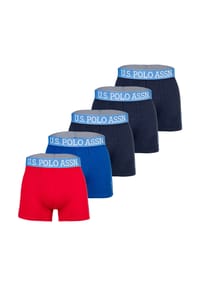 U.S. POLO ASSN. - Herren Boxershorts, 5er Pack - Trunks, Logo, Baumwoll-Stretch - Blau