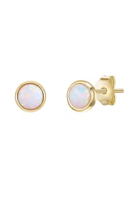 GLANZSTÜCKE MÜNCHEN - Damen Ohrringe aus 925/- Sterling Silber in Gelbgold mit Opal (synth.) - gelbgold