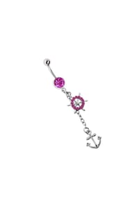 Adelia's - Bauchnabel Piercing Banane, Anhänger Anker mit Steuerrad - grün