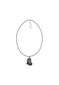 Steuer Modeschmuck - Anhänger mit Kette Metall Glasstein - Schwarz