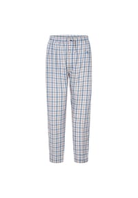 El Búho NOCTURNO® - Herren-Schlafanzughose, lang, Baumwoll-Popeline, kariert - blau/beige