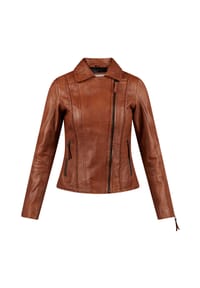 7eleven - Lederjacke SEJADY mit Ziernähten - Braun