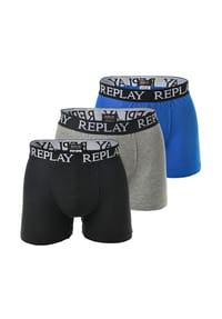 REPLAY Herren Boxershorts, 3er Pack - Unterhosen, Baumwolle, Logo, einfarbig Bild 1