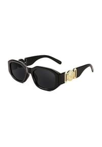 MANIKE - Vintage Trendy Sonnenbrille Rechteckig Damen Retro - Schwarz