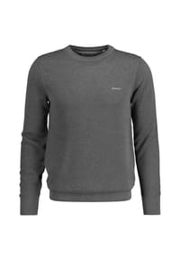 GANT - Herren Pique-Strickpullover, Rundhals - COTTON PIQUE C-NECK, Baumwolle - Beige (Dark Khaki)