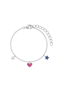 Prinzessin Lillifee - Armband für Mädchen, Silber 925, Zirkonia | Herz und Stern - blau