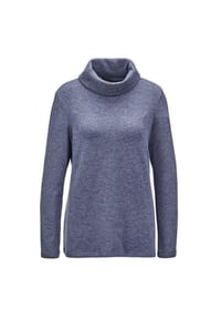 GOLDNER - Kurzgröße:  Weiches Rollkragenshirt in Strickoptik - marine / melange