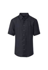 CASAMODA - Herren Leinenhemd Kurzarm uni Casual Fit - Blau