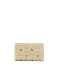 kazar - Portemonnaie aus Leder mit durchbrochener Verzierung - Creme