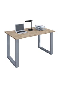 VCM. - Holz Schreibtisch | H. 76 x B. 140 x T. 80 cm | Computertisch schlicht | Füße aus hochwertigem Metall | Arbeitstisch | Büromöbel - Lona U - Schwarz / Anthrazit