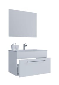 VCM. - 3-tlg. Waschplatz Waschtisch | Waschbecken Unterschrank Breite 80 cm | Badmöbel Set hängend mit einer Schublade Spiegel | Badinos - Schwarz
