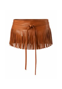 collezione alessandro® - Bindegürtel Western aus echtem Leder mit Fransen, Made in Italy - braun