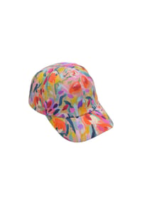 SEEBERGER - Baumwollstoff Baseballcap mit Blumendruck 55764-0 - orange