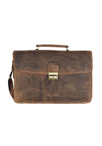 GREEN BURRY Vintage - Vintage Aktentasche Leder 40 cm Laptopfach - braun