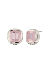 HAZE & GLORY - Ohrringe Ohrstecker Quadrat Quarz Rosa 925 Sterling Silber - Gold