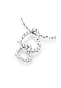 SMART JEWEL® - Kette Herz an Herz mit Zirkonia Steinen, Silber 925 - weiss