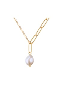 VALERO PEARLS - Damen Kette aus Edelstahl in Gelbgold mit Süßwasser-Zuchtperle - gelbgold