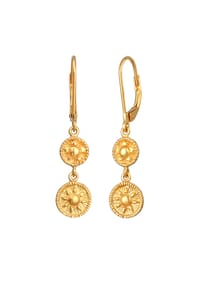 elli. - Ohrringe Ohrhänger Münze Sonne Antik 925Er Silber - Gold