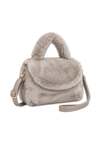 collezione alessandro® - Felltasche Smallfoot aus kuschelweichem Teddy - creme