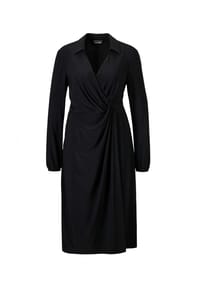 GOLDNER - Kurzgröße:  Elegantes Jerseykleid mit V-Ausschnitt - aubergine