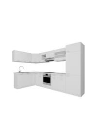 VCM. - 13-tlg Eckküche | Winkelküche | Maße ca. H. 207 x B. 505 x. T. 46 cm | Küchenzeile | Küchenblock | Komplettküche - Esilo - Weiß