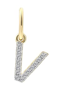XENOX - Damen Anhänger Buchstabe V, 925er Silber - GELBGOLD