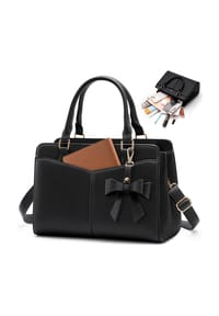 MANIKE - Handtasche Damen Mittelgroß PU Leder - schwarz