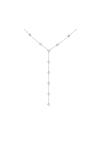 caї - Halskette 925 Silber rhodiniert Y-Kette mit Zirkonia 925/- Sterling Silber - weiß