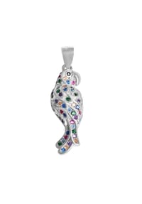 Adelia's - Kinder Anhänger Papagei aus 925 Silber mit Zirkonia 24 cm - bunt