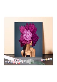 ARTNANAS - ARTNANAS DIY Malen nach Zahlen Set-"Frauenkopf mit lila Blumen" ohne Rahmen in 40*50CM - 