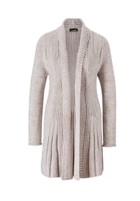 GOLDNER - Kurzgröße: Supersofte ausgestellte Strickjacke - sand / melange