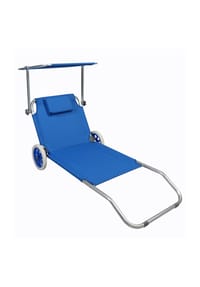 VCM. Sonnenliege klappbar | Maße ca. L. 165 x H. 16 x B. 65 cm | Gartenliege mit Rollen | leicht und kompakt | Liegestuhl mit Sonnendach - VCM Bindox - Blau