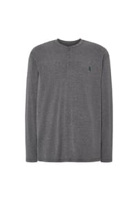 El Búho NOCTURNO® - Herren-Pyjamaoberteil, Langarm, Baumwolle - Grau