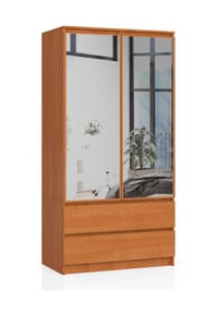 Akord - Kleiderschrank S90 mit 2 Türen, 2 Schubladen und 4 Einlegeböden - artisan-eiche/weiß