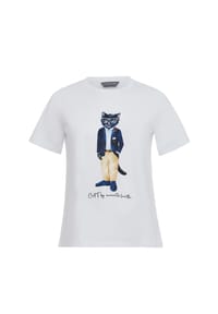 cat e lolette - Weißes T-Shirt mit Katzenmotiv - weiß