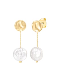 Luluandjane - Ohrstecker gelbgold Glasperle weiß - weiß