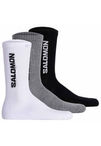 salomon - Unisex Socken, 3er Pack - EVERYDAY CREW, Frottee, Stütz-Zone, Logo - Schwarz/Weiß/Grau