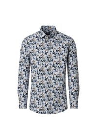 VENTI - Herren Businesshemd Langarm Print Modern Fit - Blau