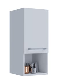 VCM. - Holz Midihängeschrank | Badschrank mit offenem Fach und einer Drehtür | Maße H. 76 x B. 33 x T. 37 cm - Badinos - Weiß