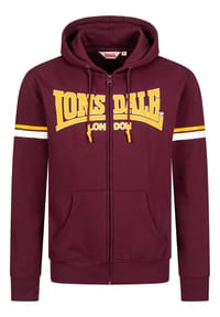 LONSDALE™ - Herren Kapuzensweatjacke mit Reißverschluss normale Passform DARFIELD - Oxblood/Yellow/White