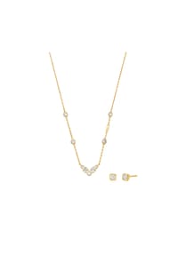 MICHAEL KORS PREMIUM - Michael Kors Set Kette Ohrringe für Damen Sterlingsilber vergoldet, MKC1774SET - Gold
