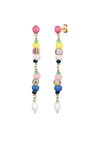 elli. PREMIUM - Ohrringe Süßwasserzuchtperle Glas Bead Emaille 925 Silber - Bunt