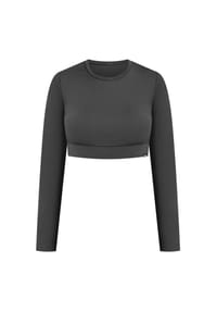 SMILODOX - Crop Longsleeve Tisha - Anthrazit