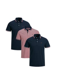 JACK & JONES - Poloshirt 3er Pack Paulos - Slim Fit - Beige / schwarz