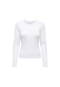 ONLY® - Damen Ripp-Langarmshirt - ONLVAL O-NECKT SWEAT, Rundhals, Regular Fit, Baumwoll-Stretch, einfarbig - Dunkelblau